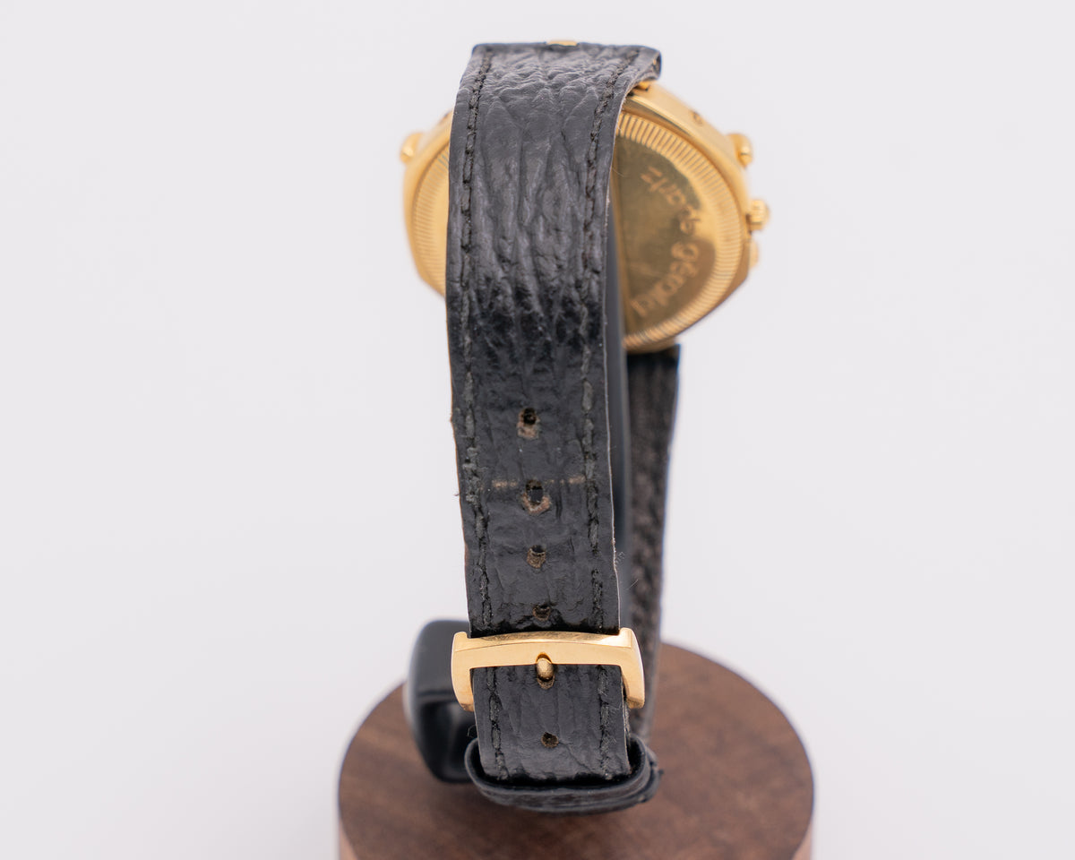 1990s Gerald Genta Maxitime Octagon g2859.7 Day Date Dual Time Lapis Monophase Quartz