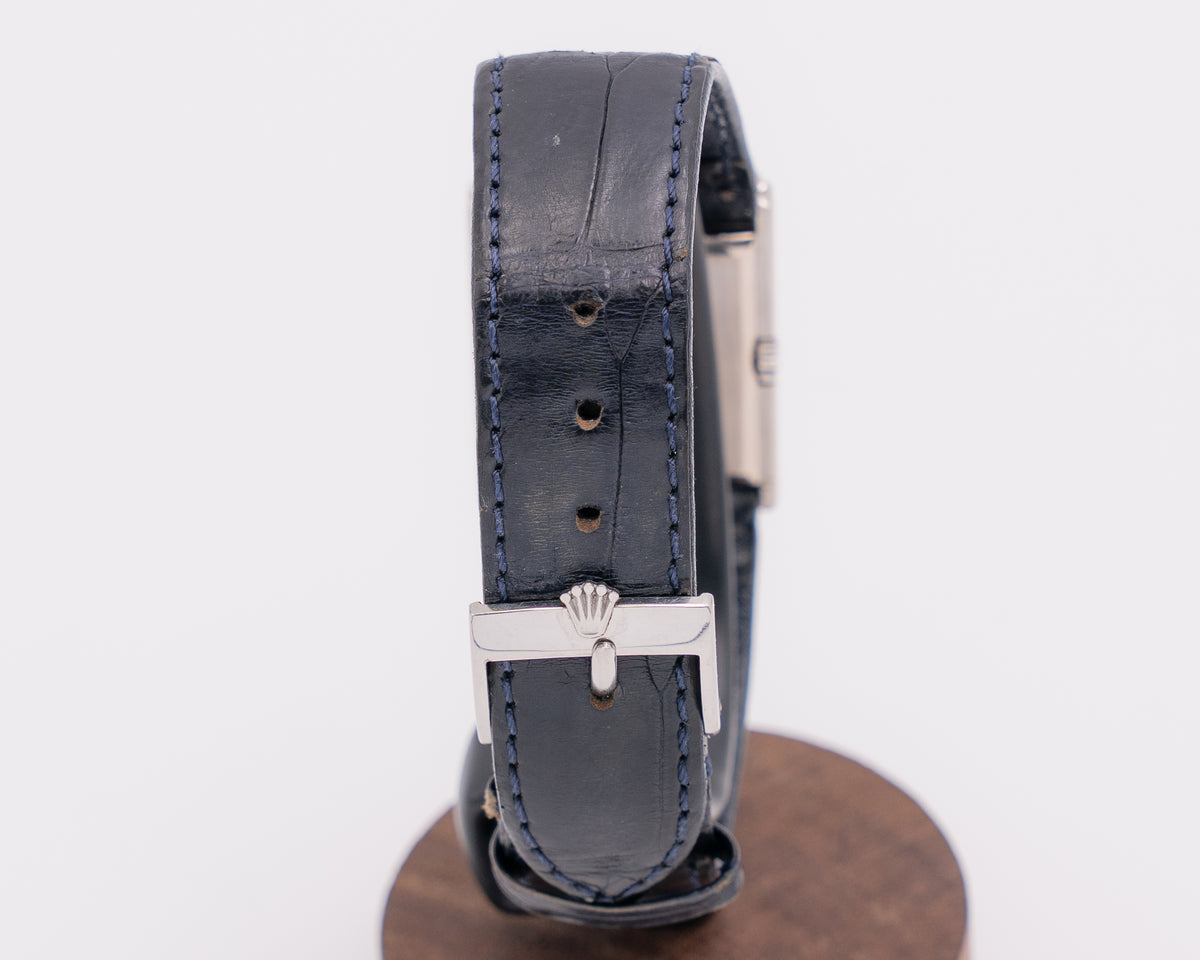 Rolex Cellini 4016 Blue Mirror Dial Unique Rib-finished case
