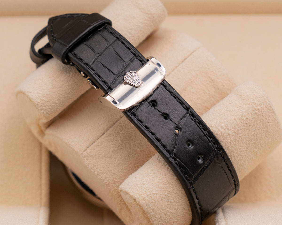 Rolex Cellini 39mm 50529 Dual Time White Gold Black Dial Alligator Strap 2025