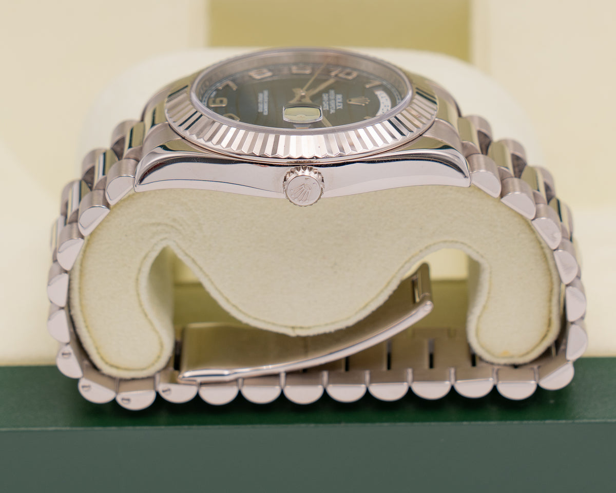 Rolex Day-Date II 41mm 218239 Blue Wave Dial 2011