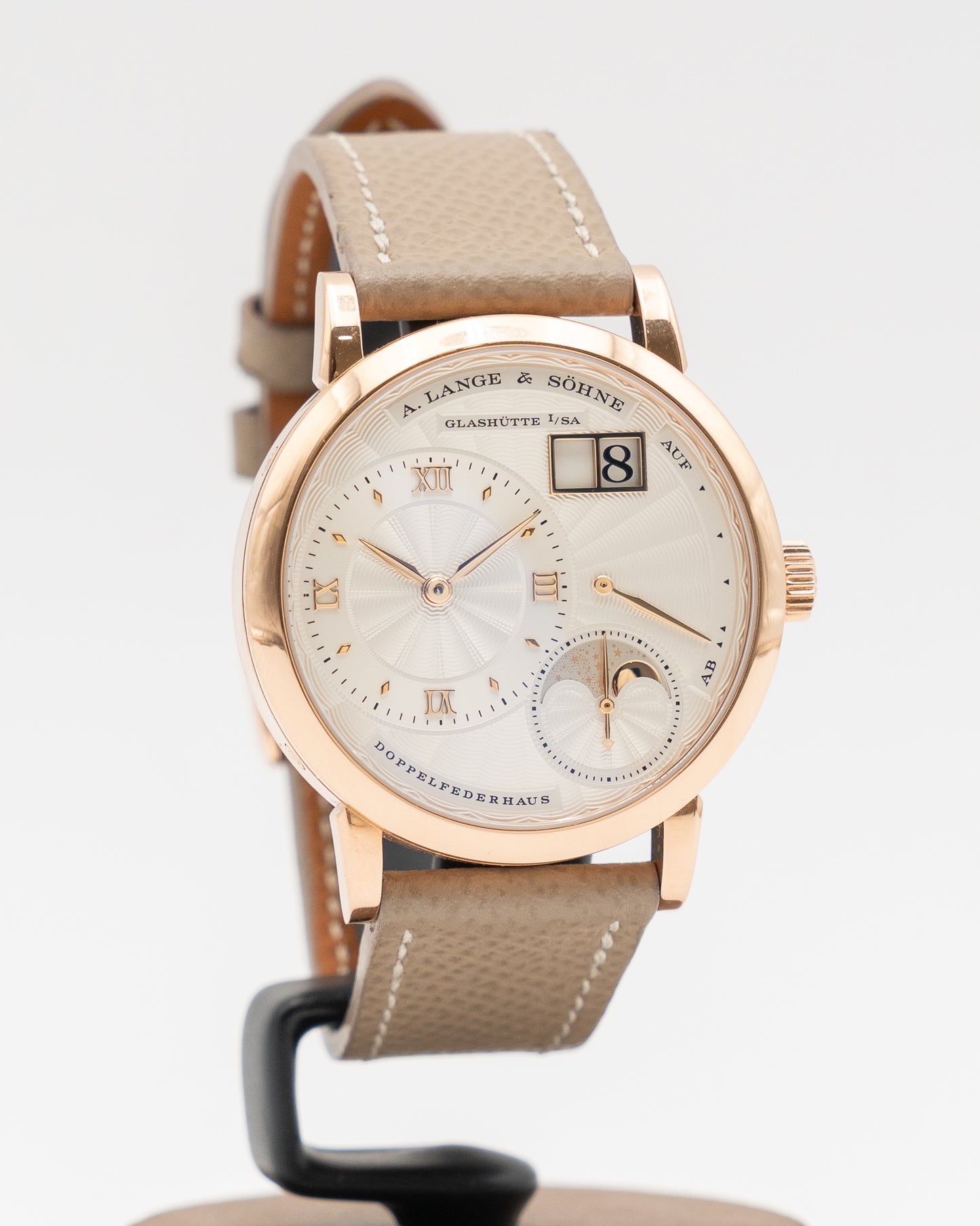 A. Lange & Söhne 36.8mm 182.030 Rose Gold White Dial Moonphase Little Lange 1