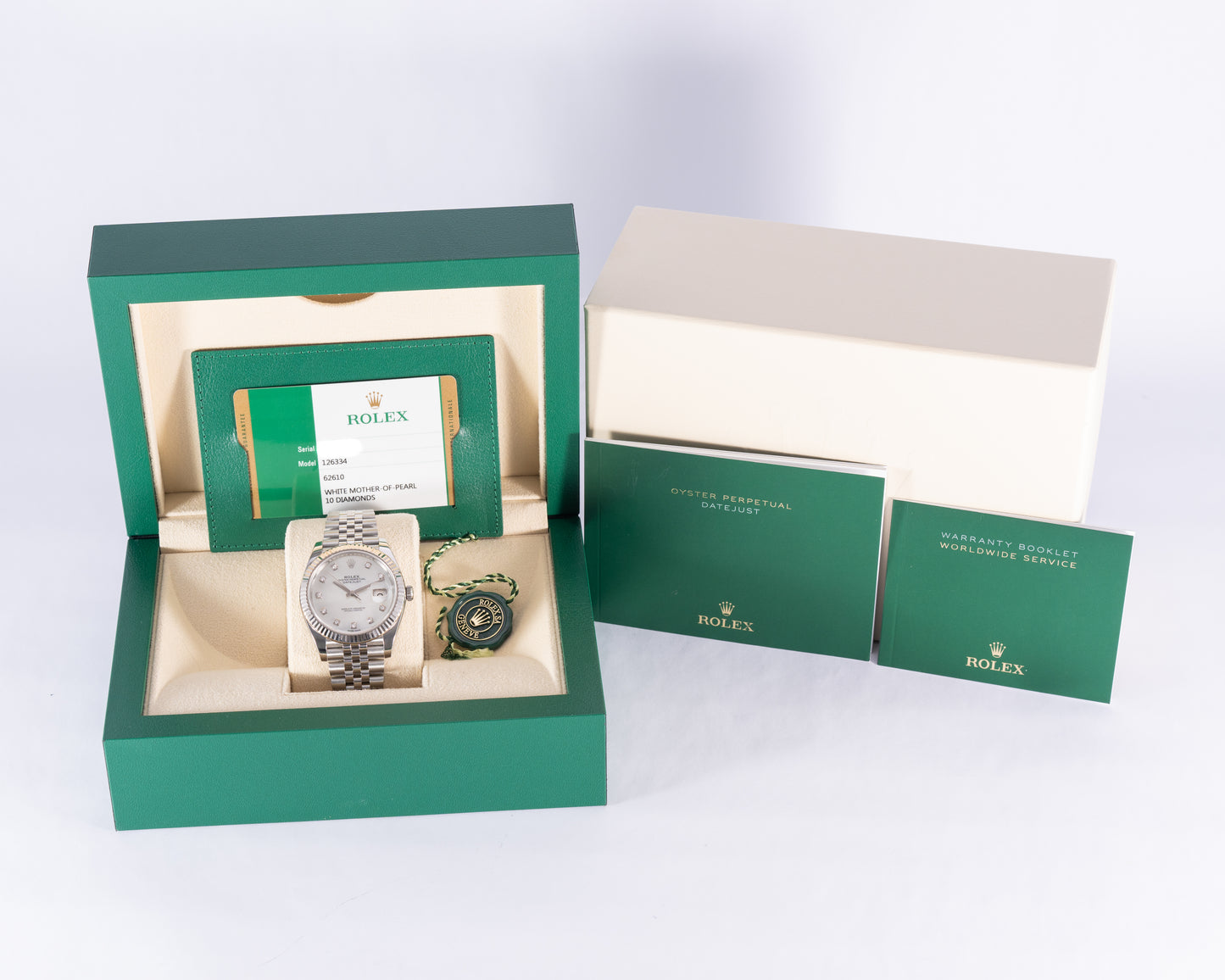 Rolex Datejust 41mm 126334 Mother of Pearl Diamond Dial on Jubilee and Fluted 2018