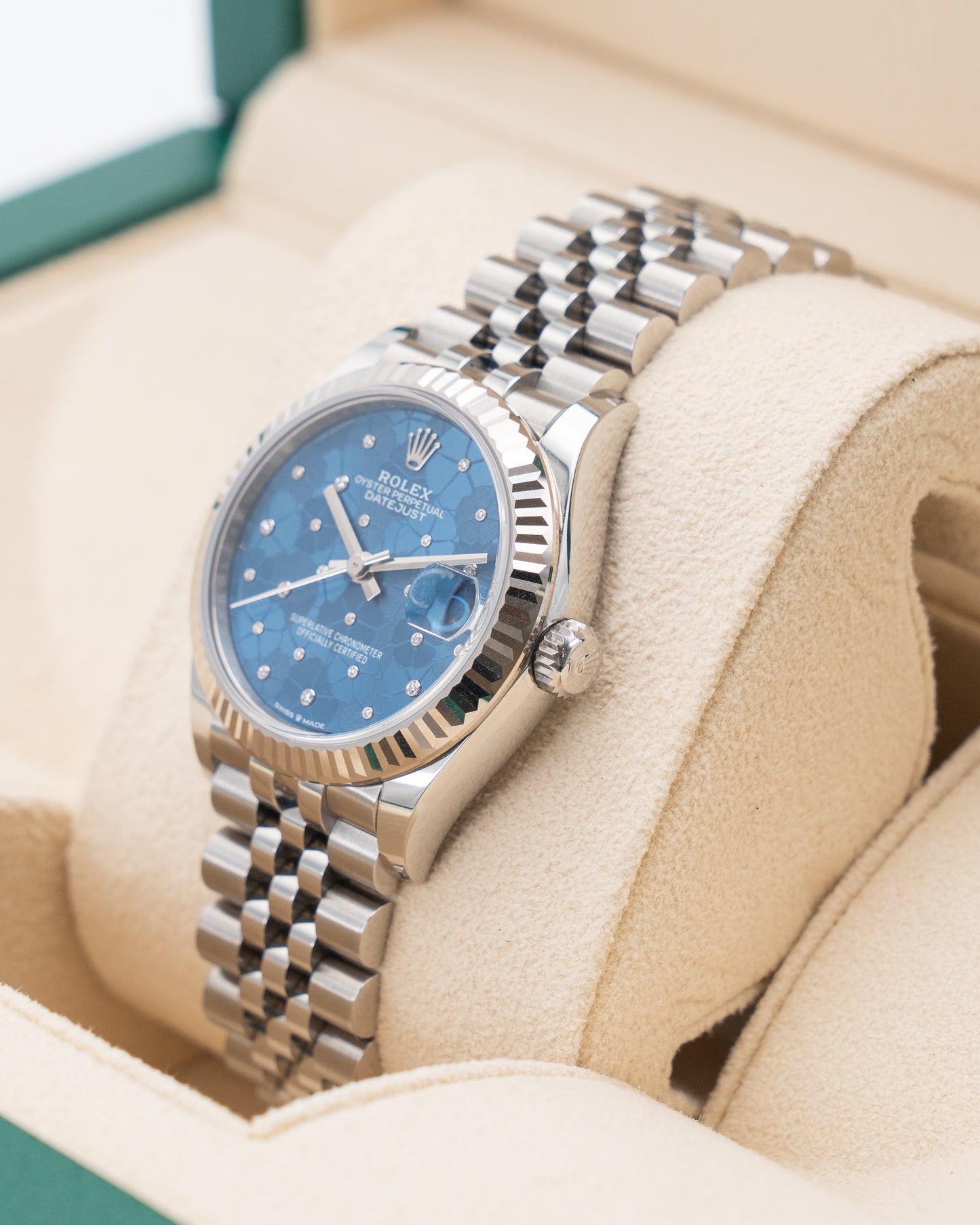 Rolex Datejust 31mm 278274 Blue Floral Motif Diamond Dial Fluted Jubilee 2022