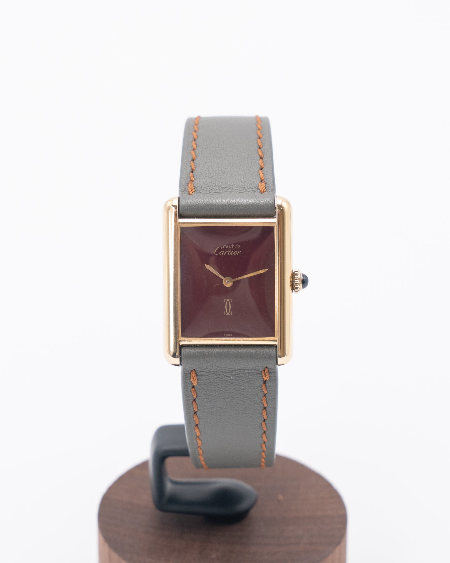 Cartier Must De Tank Plated Yellow Gold With a Red Dial Size 23x31 Large