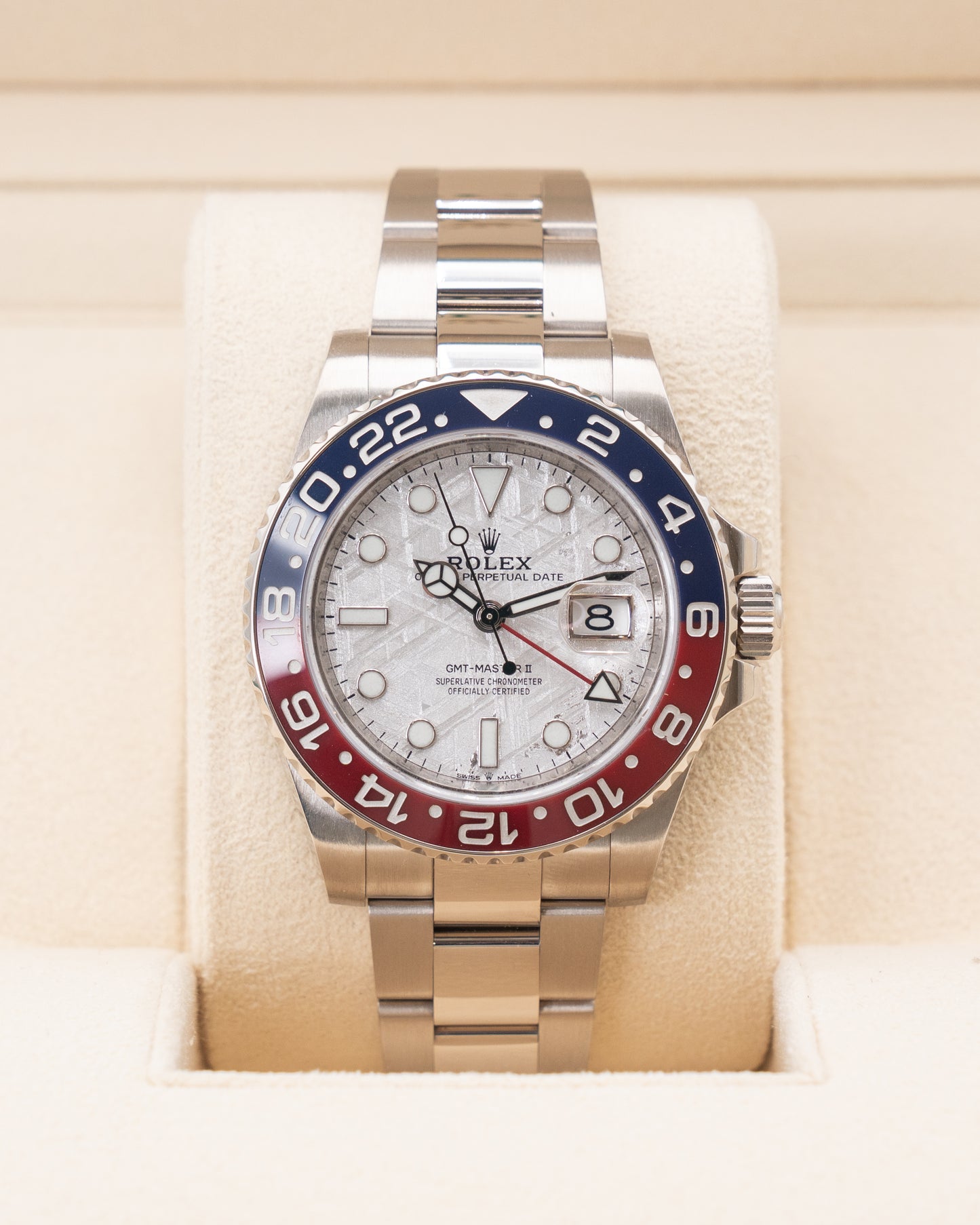 Rolex GMT Master II White Gold Pepsi Meteorite Dial 126719BLRO 40mm 2019