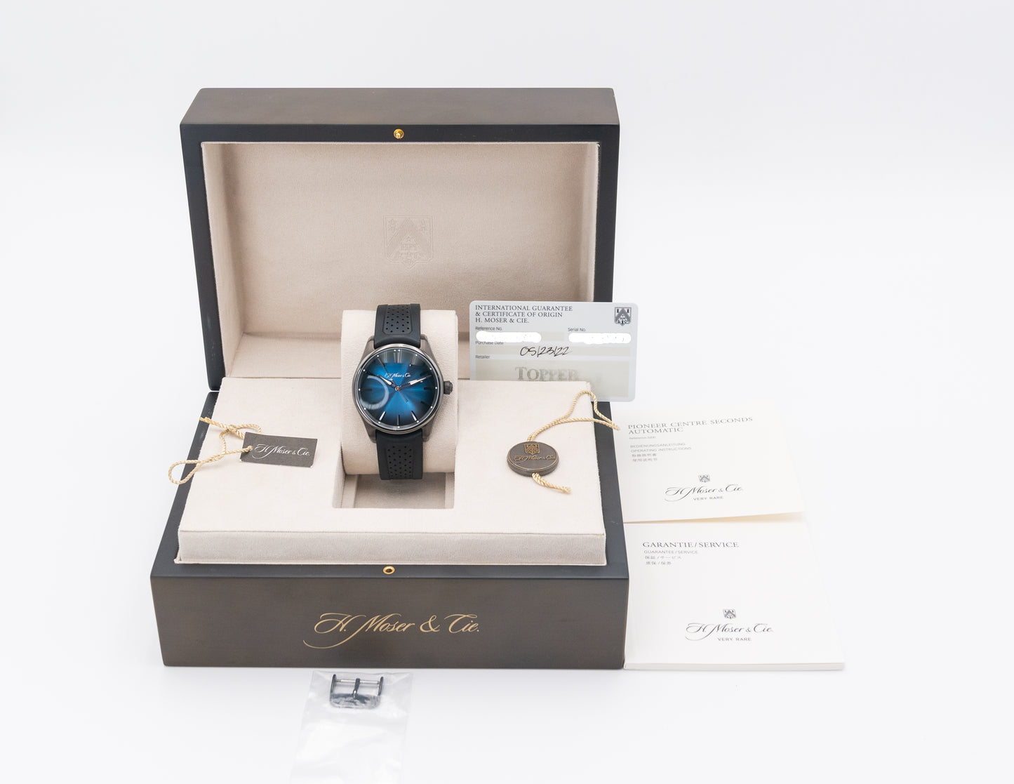 H. Moser & Cie Pioneer Centre Seconds 42.8mm 3200-1205 Funky Blue Fume Dial on DLC Case 2022