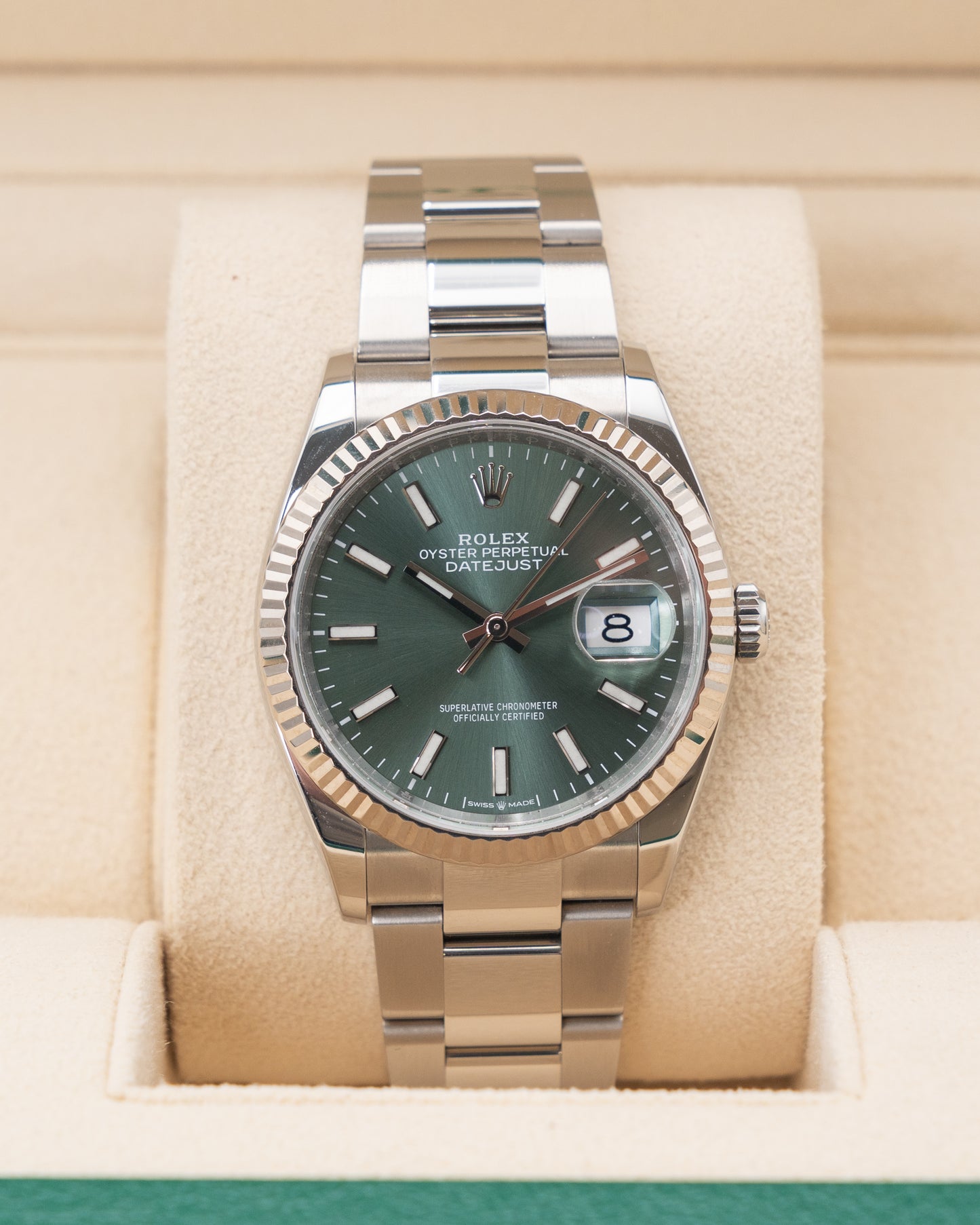 Rolex Datejust 126234 Mint Green 36mm Oyster Fluted 2023