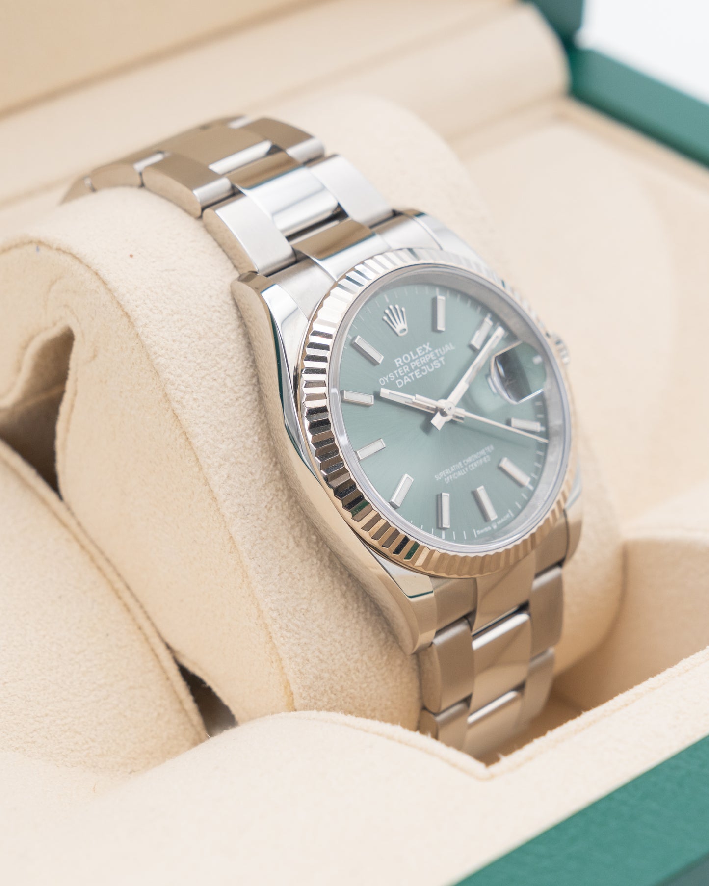 Rolex Datejust 126234 Mint Green 36mm Oyster Fluted 2023