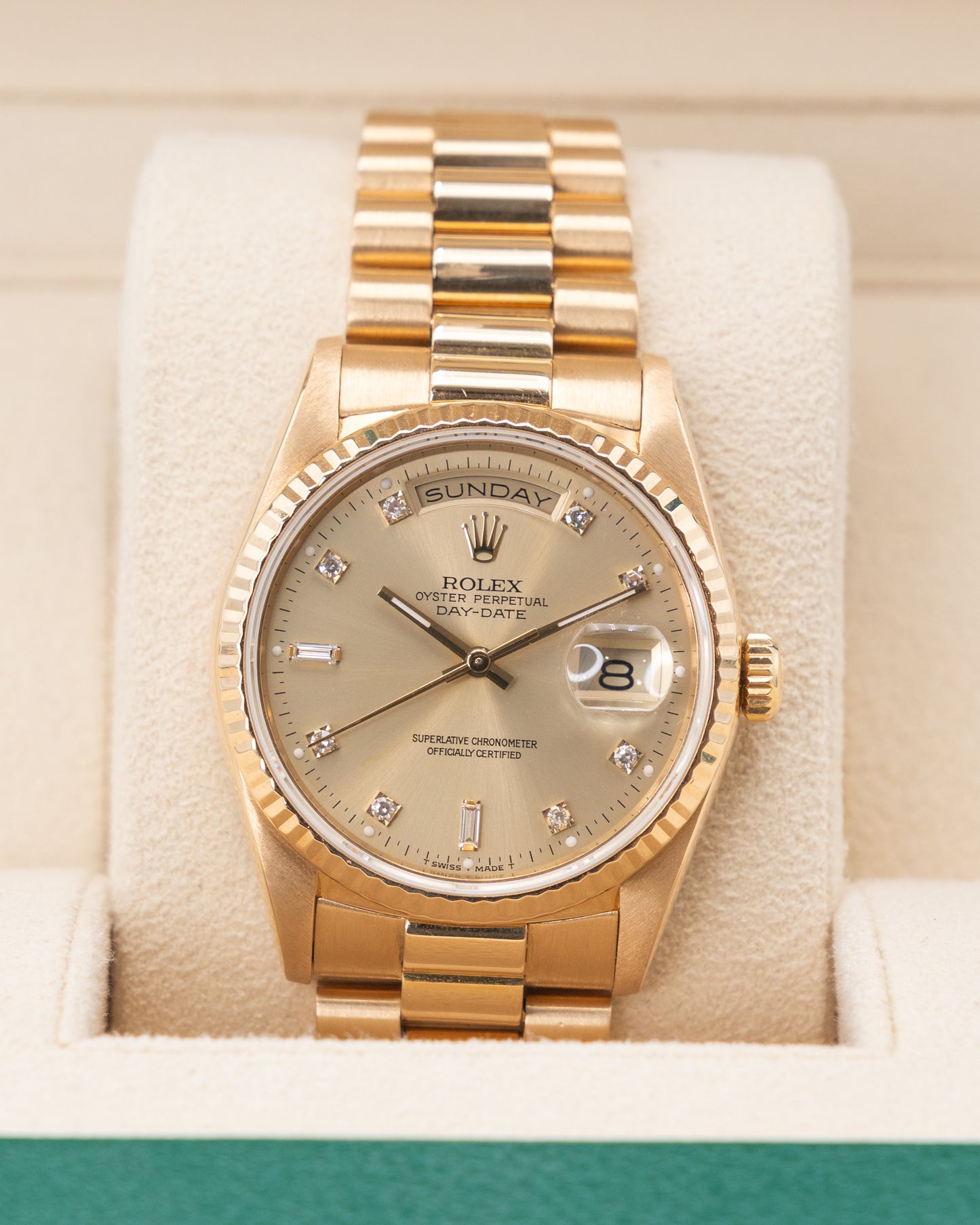 Rolex Day Date 36mm 18238 President Yellow Gold Double Quick with Diamond Markers