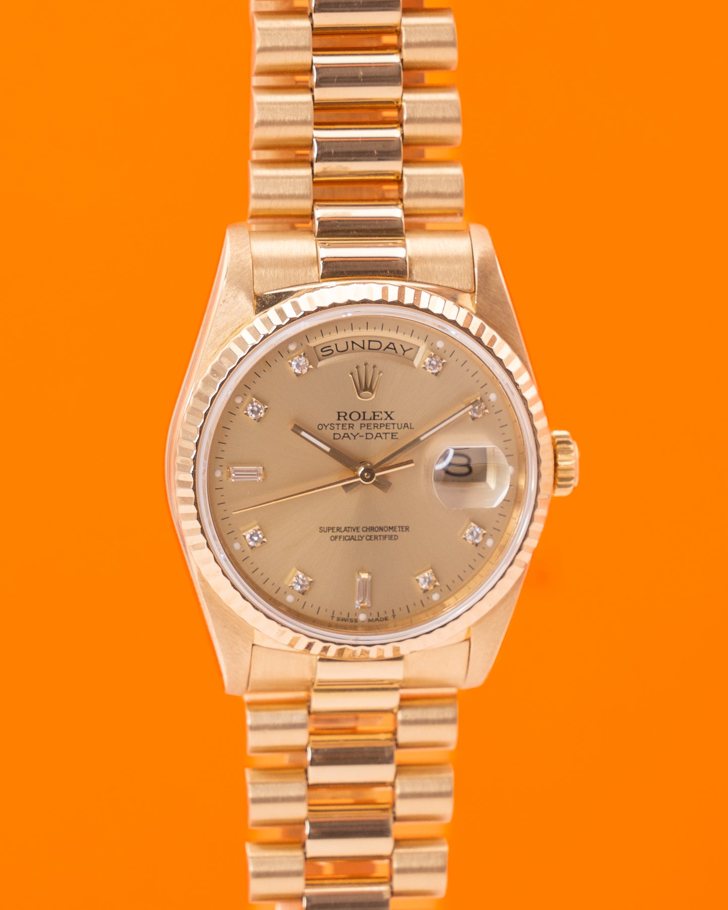 Rolex Day Date 36mm 18238 President Yellow Gold Double Quick with Diamond Markers