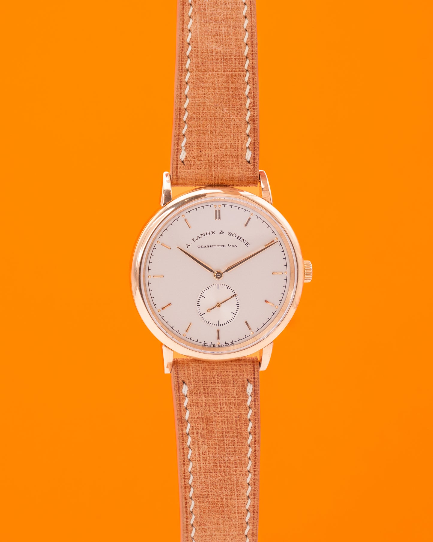 A. Lange & Sohne 37mm 216.021 Saxonia Yellow Gold Silver Dial