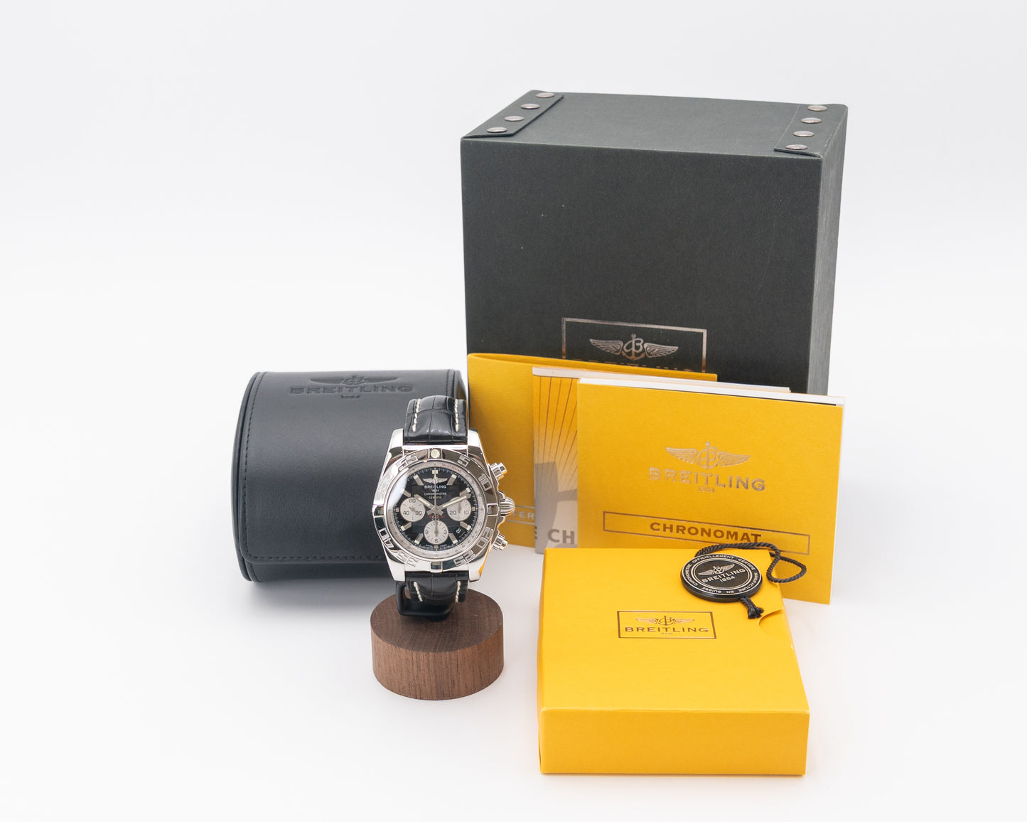 Breitling Chronomat 44mm AB0110 Inverted Panda Chrono on Leather Strap 2013