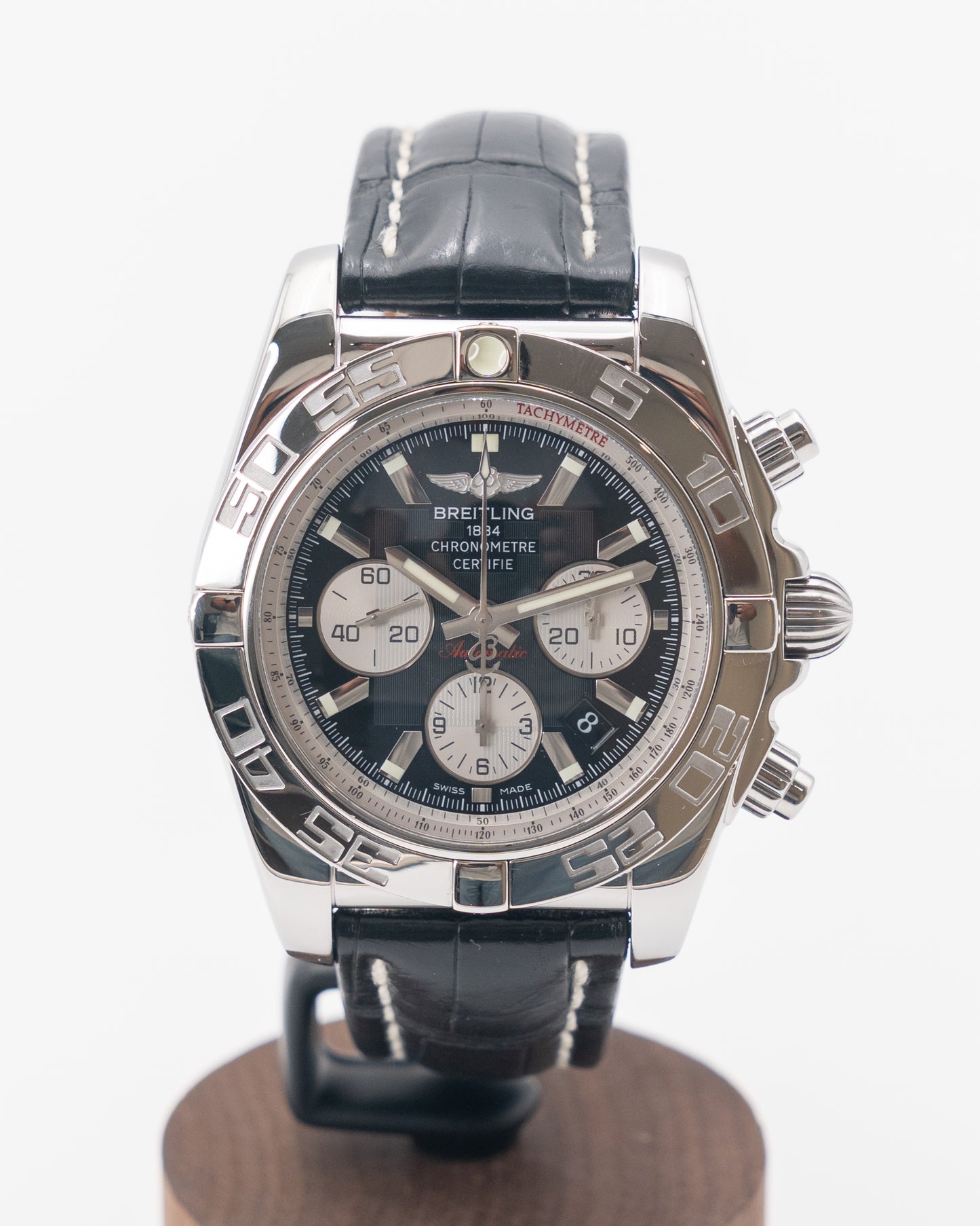 Breitling Chronomat 44mm AB0110 Inverted Panda Chrono on Leather Strap 2013