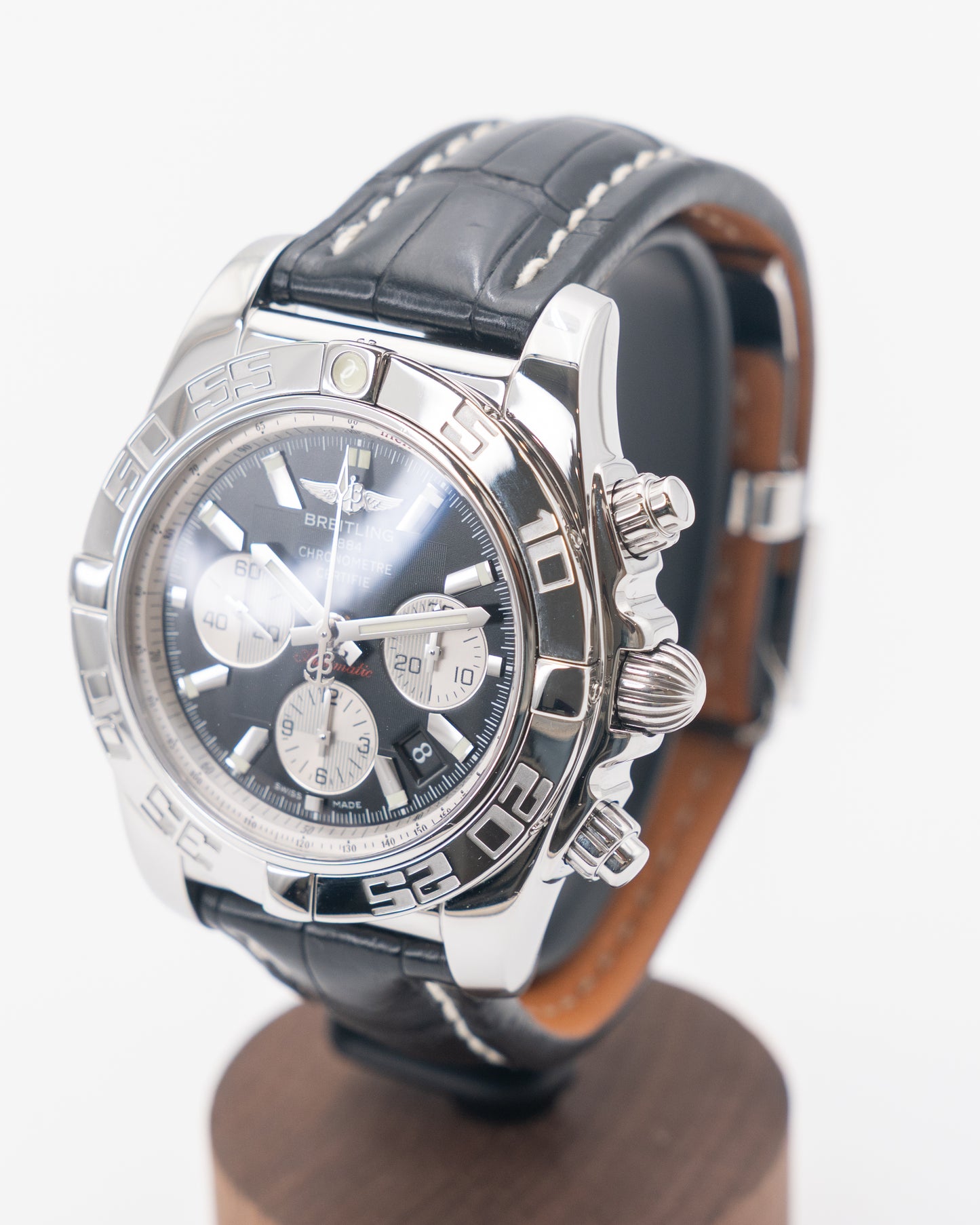 Breitling Chronomat 44mm AB0110 Inverted Panda Chrono on Leather Strap 2013