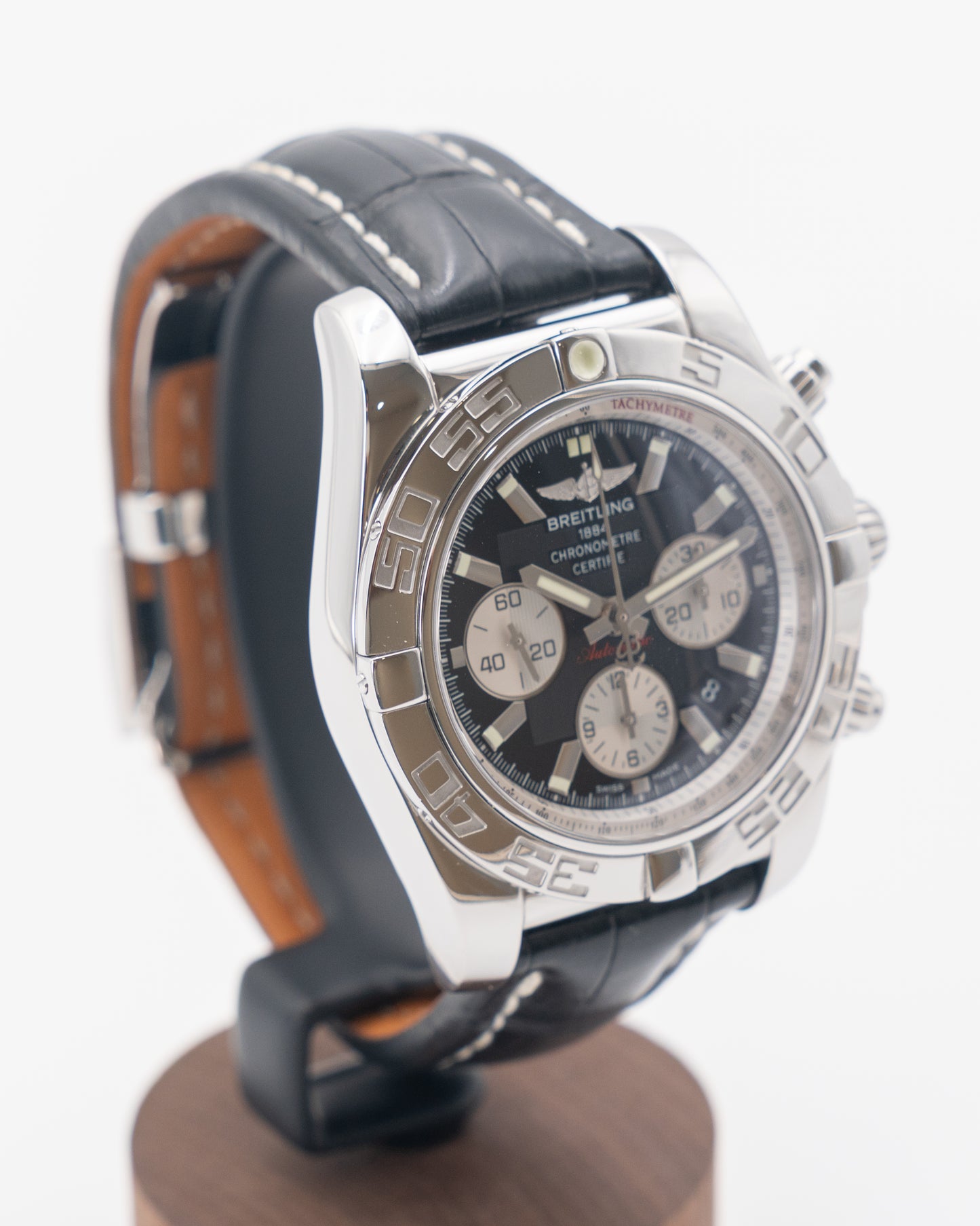 Breitling Chronomat 44mm AB0110 Inverted Panda Chrono on Leather Strap 2013