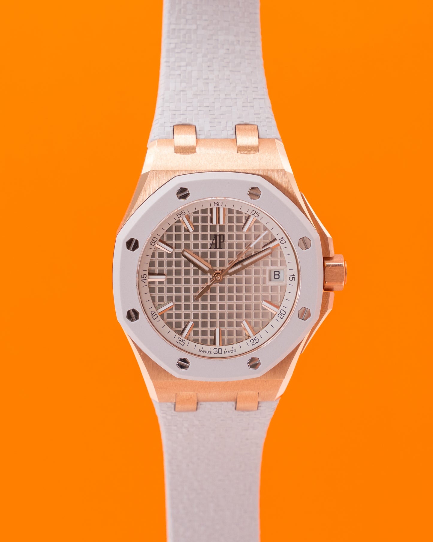 UNWORN Audemars Piguet Royal Oak Offshore 37mm 77605OK Rose Gold Silver Dial