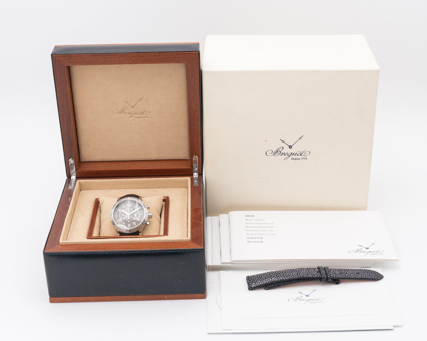 Breguet Transatlantique Type XXI 43mm 3810ST Gray Sunburst Dial on Strap 2006