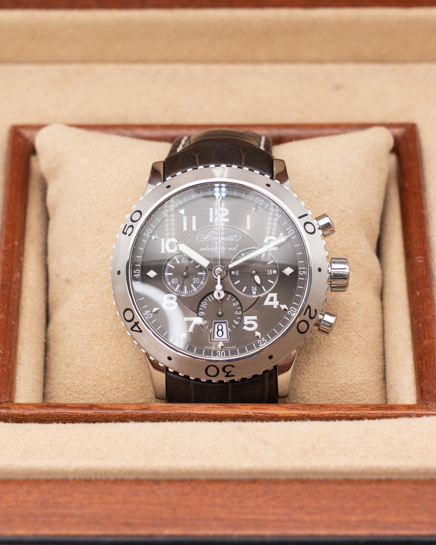 Breguet Transatlantique Type XXI 43mm 3810ST Gray Sunburst Dial on Strap 2006