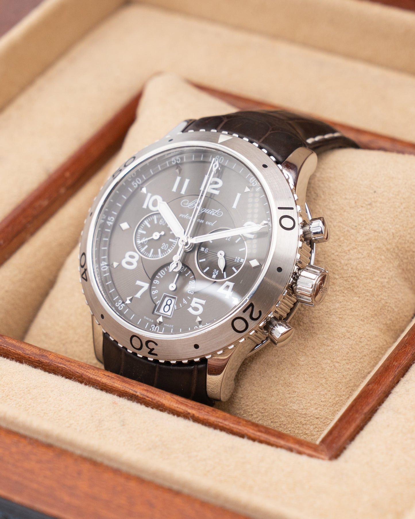 Breguet Transatlantique Type XXI 43mm 3810ST Gray Sunburst Dial on Strap 2006