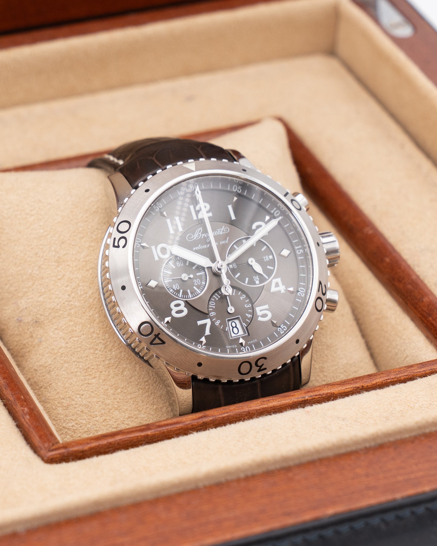 Breguet Transatlantique Type XXI 43mm 3810ST Gray Sunburst Dial on Strap 2006