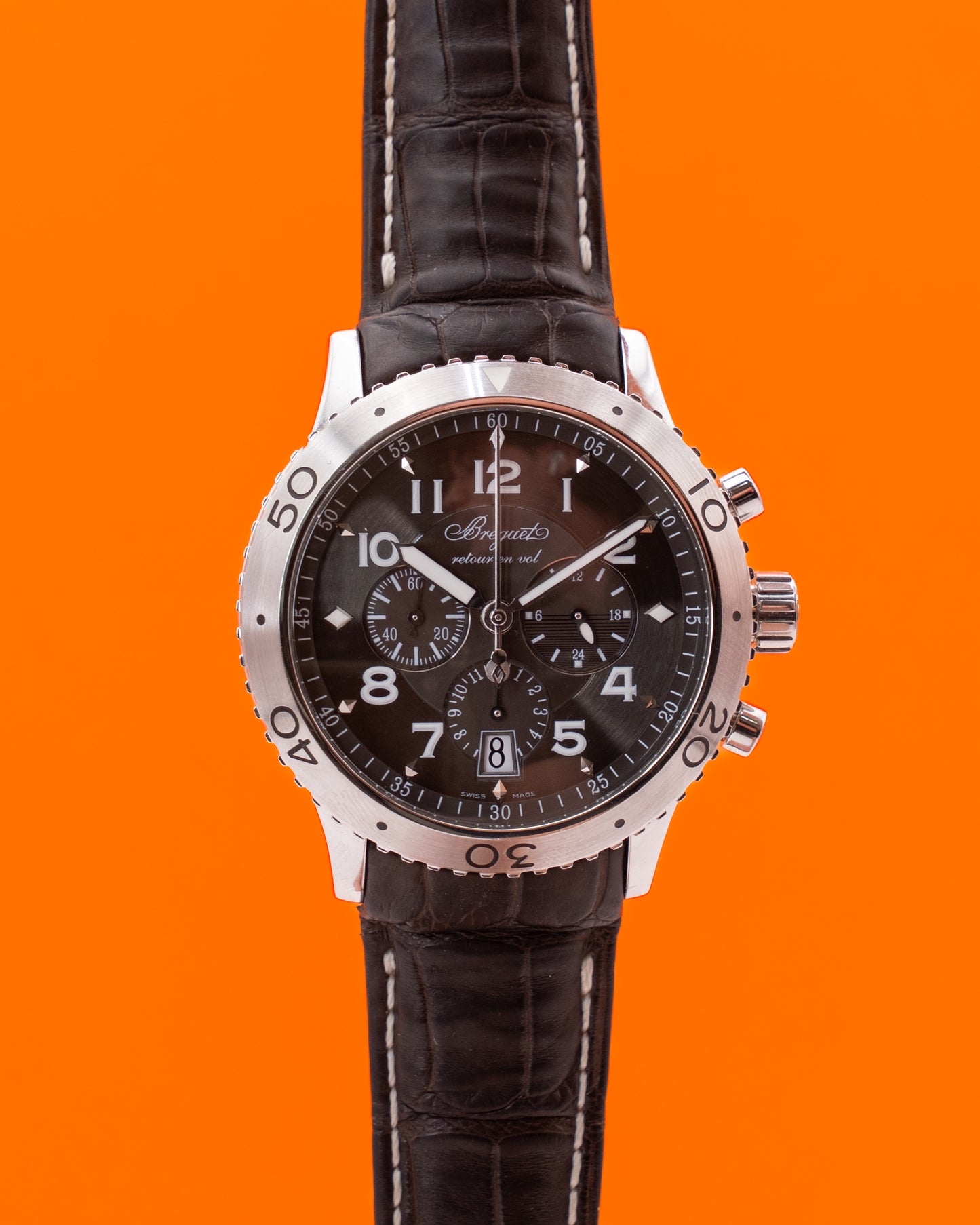 Breguet Transatlantique Type XXI 43mm 3810ST Gray Sunburst Dial on Strap 2006