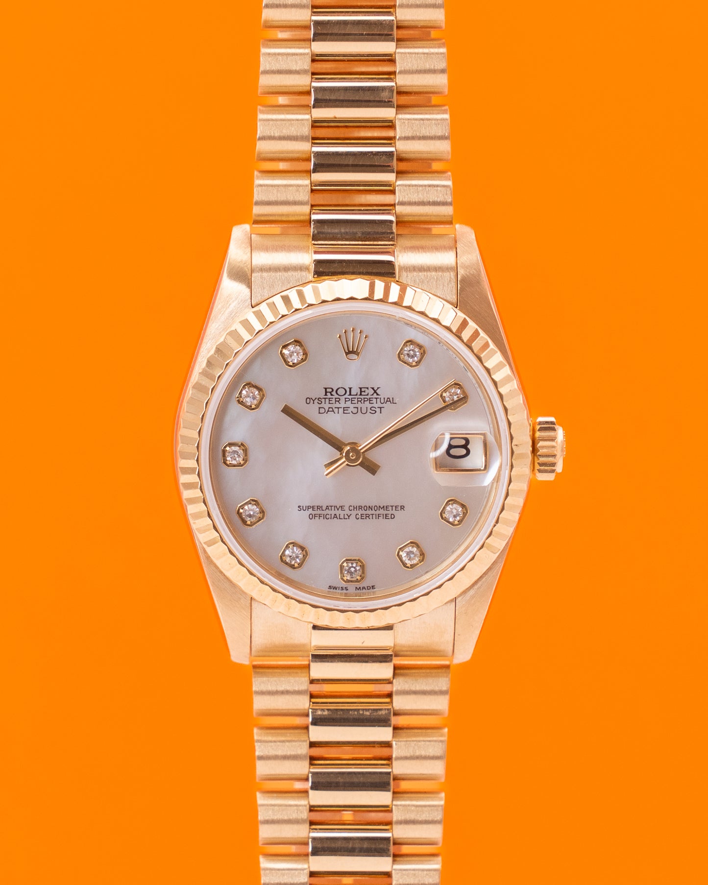 Rolex Datejust 31mm 68278 Yellow Gold MOP Diamond Dial Presidential Bracelet 1995