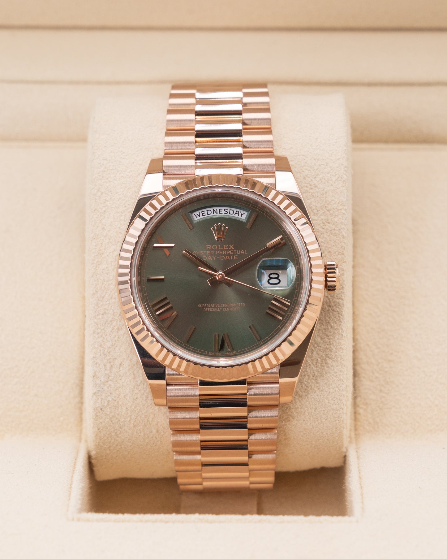Rolex DayDate 40mm 228235 Rose Gold Olive Dial 2017