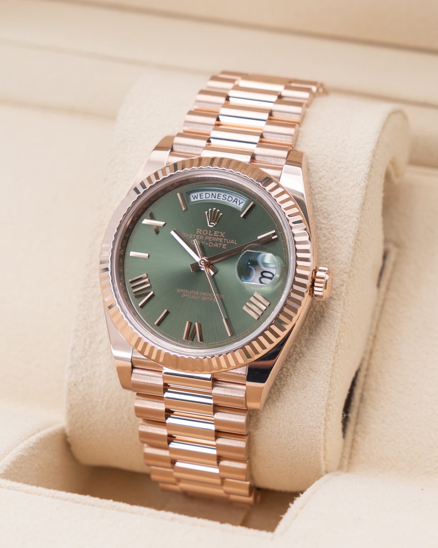 Rolex DayDate 40mm 228235 Rose Gold Olive Dial 2017