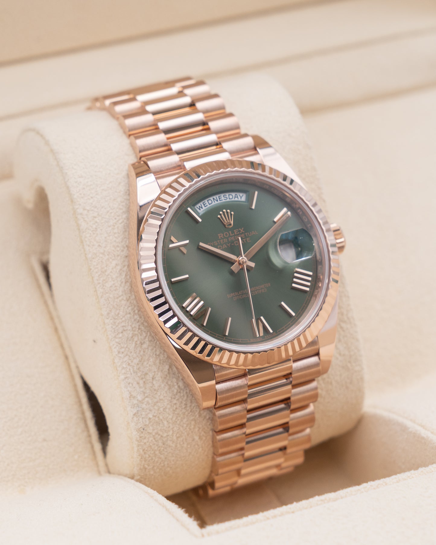 Rolex DayDate 40mm 228235 Rose Gold Olive Dial 2017