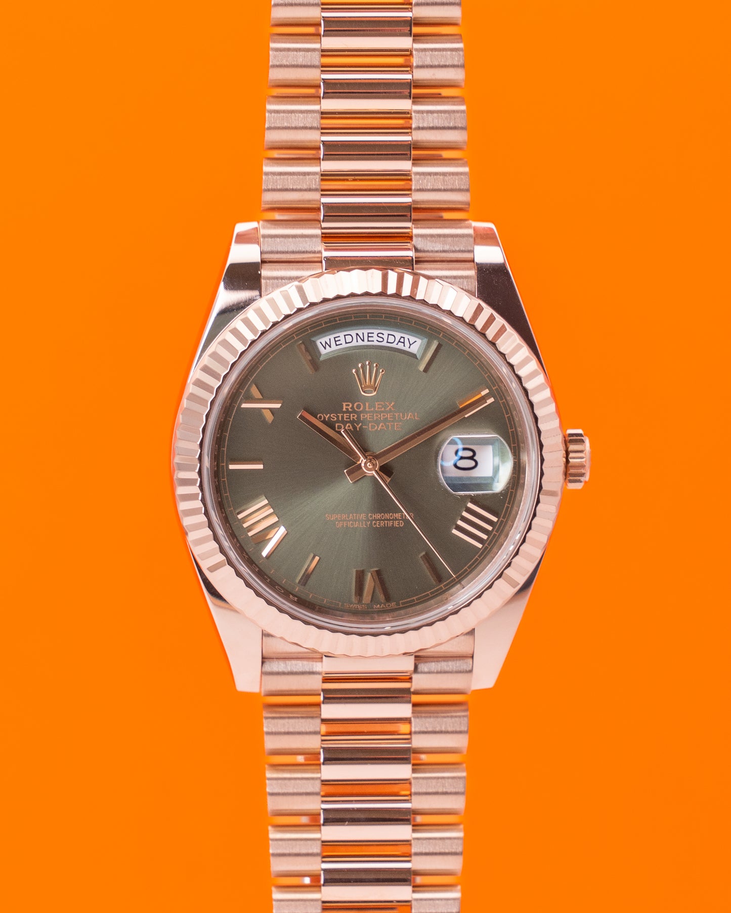 Rolex DayDate 40mm 228235 Rose Gold Olive Dial 2017