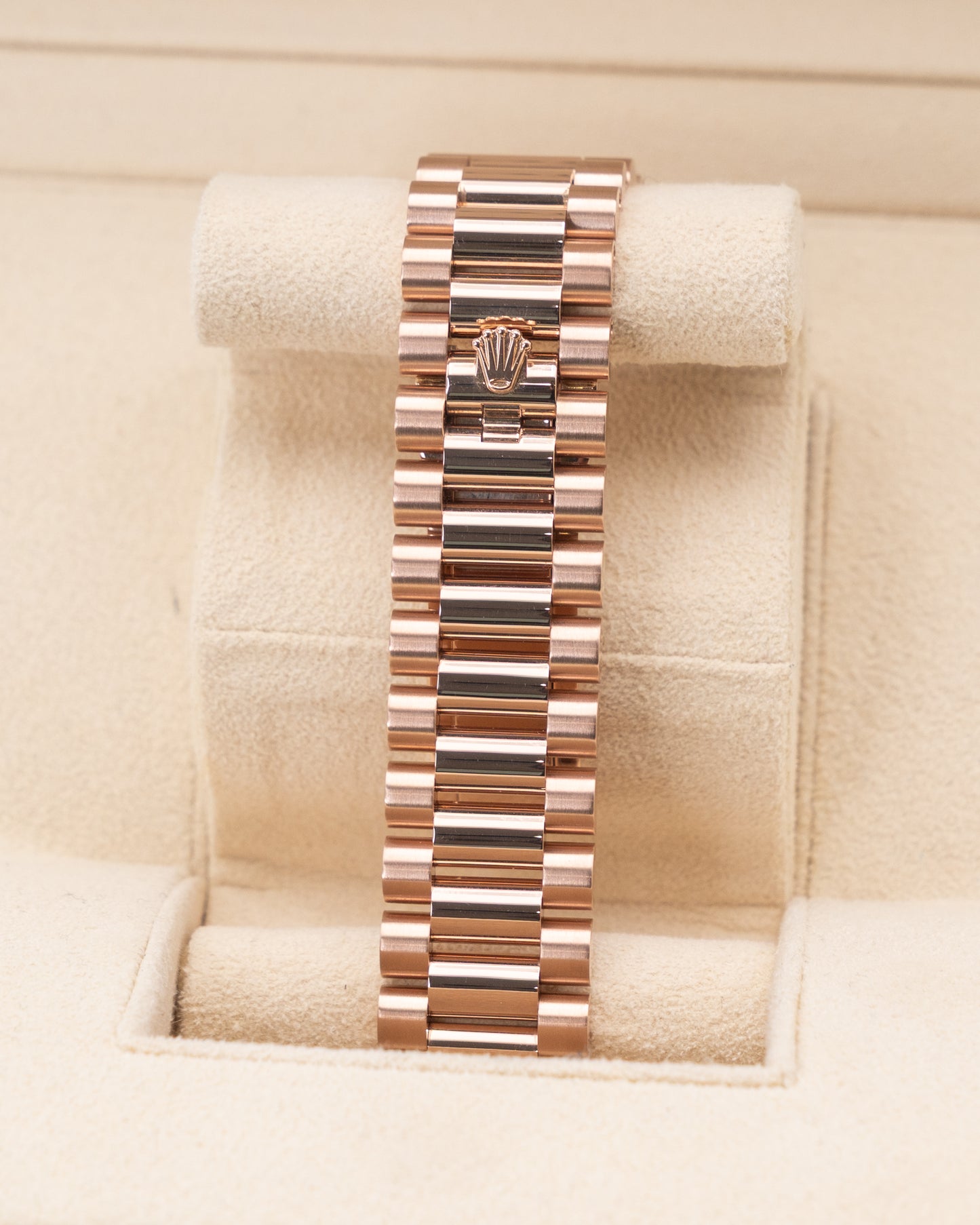 Rolex DayDate 40mm 228235 Rose Gold Chocolate Dial Baguette Diamond Markers 2018