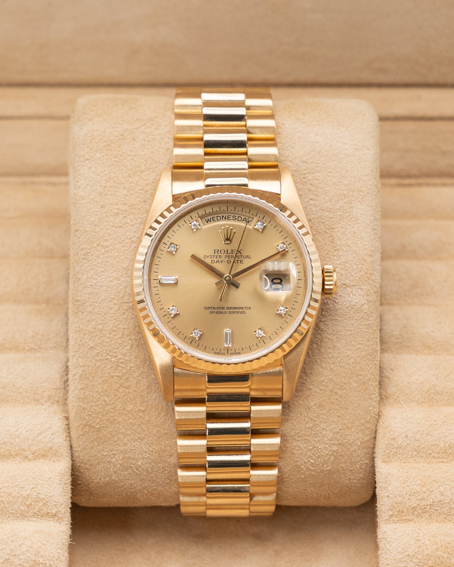 Rolex DayDate 36mm 18238 Yellow Gold Champagne Diamond Dial