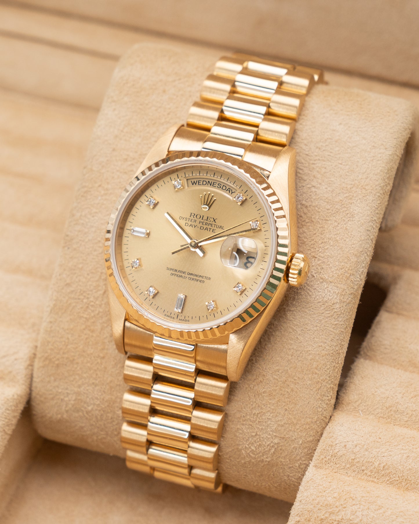 Rolex DayDate 36mm 18238 Yellow Gold Champagne Diamond Dial