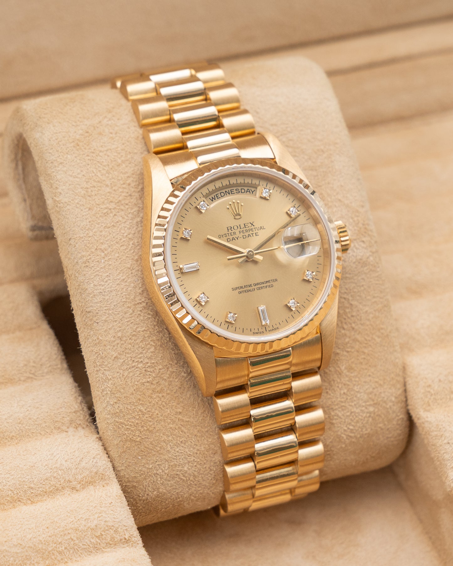Rolex DayDate 36mm 18238 Yellow Gold Champagne Diamond Dial