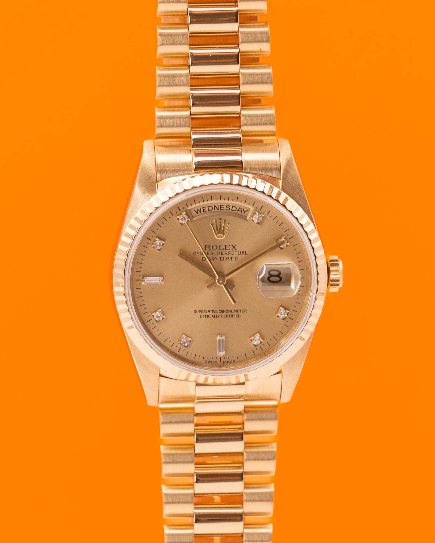 Rolex DayDate 36mm 18238 Yellow Gold Champagne Diamond Dial