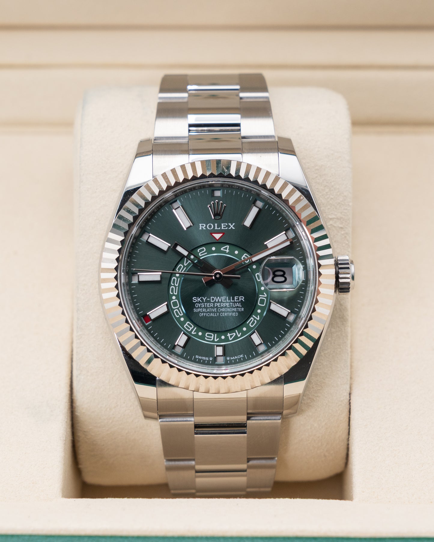 UNWORN Rolex Skydweller 42mm 336934 Mint Green Fluted Oyster 2025
