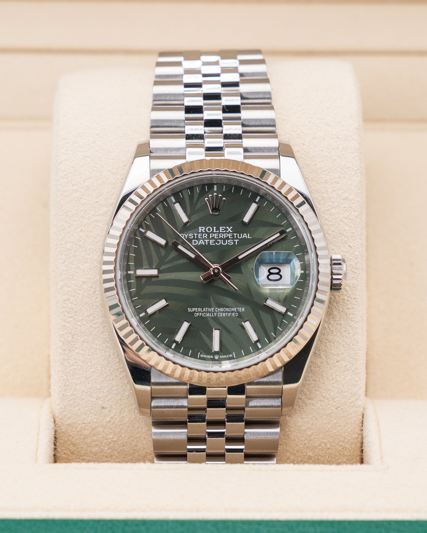 Rolex Datejust 36mm 126234 Palm Motif Fluted Jubilee 2023
