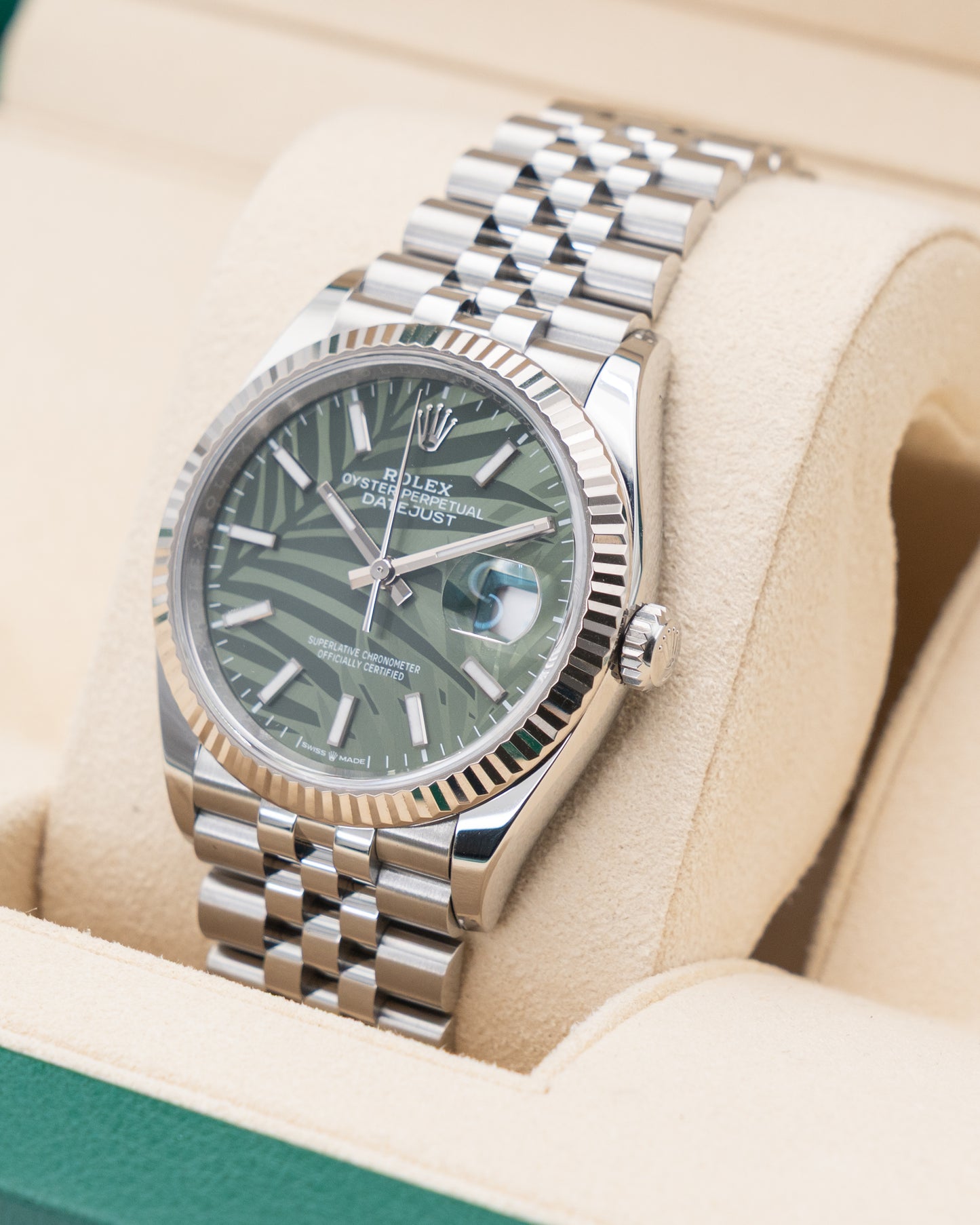 Rolex Datejust 36mm 126234 Palm Motif Fluted Jubilee 2023