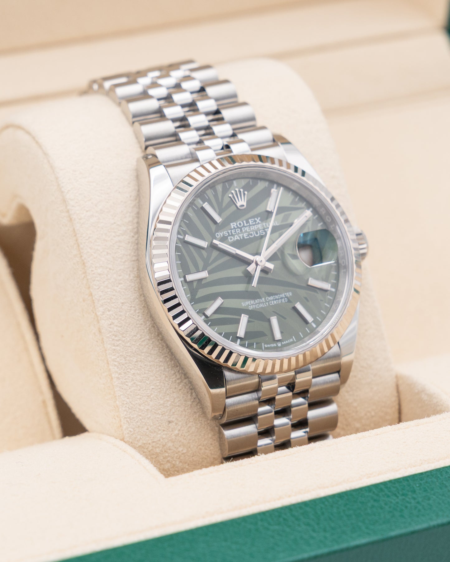Rolex Datejust 36mm 126234 Palm Motif Fluted Jubilee 2023