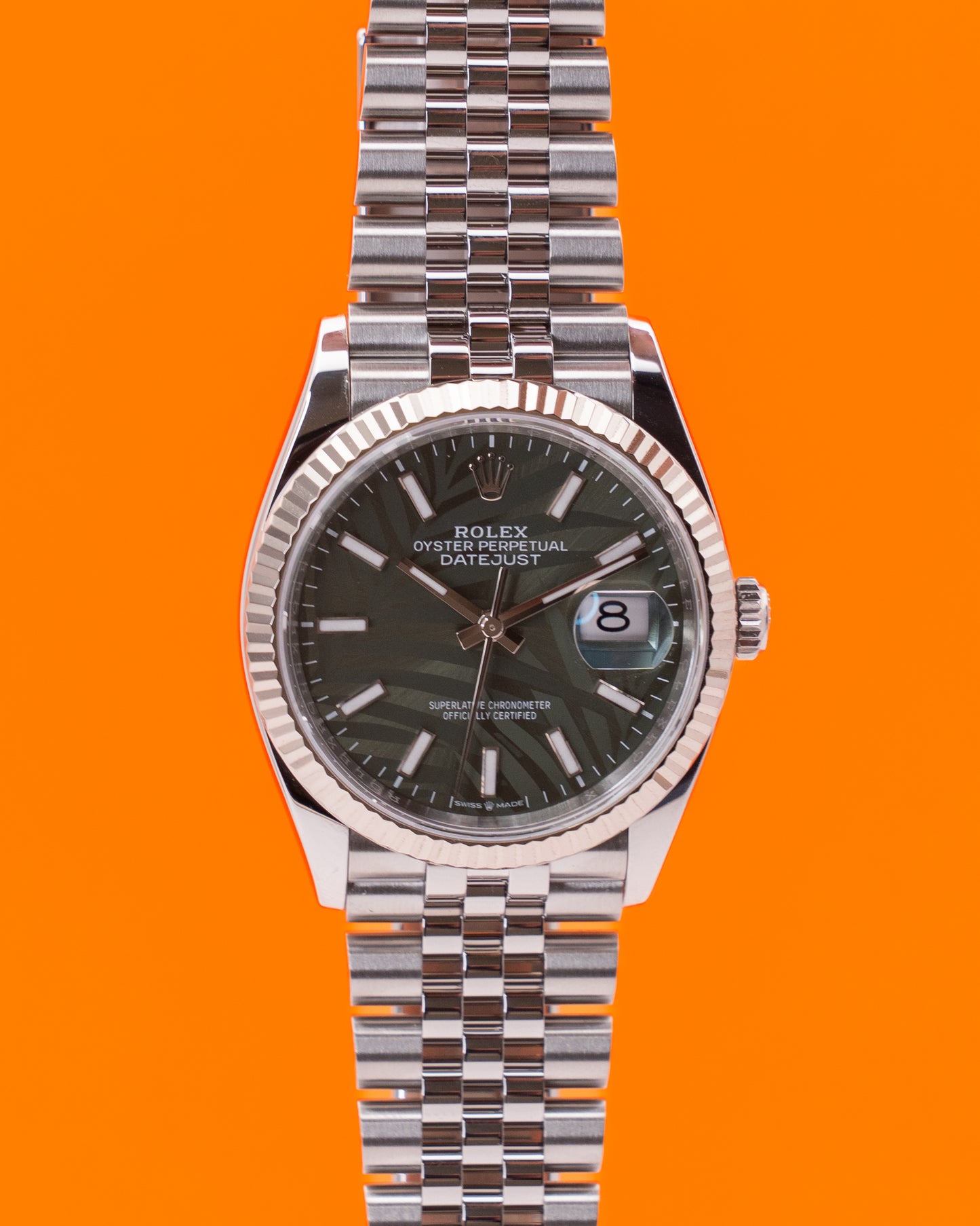 Rolex Datejust 36mm 126234 Palm Motif Fluted Jubilee 2023