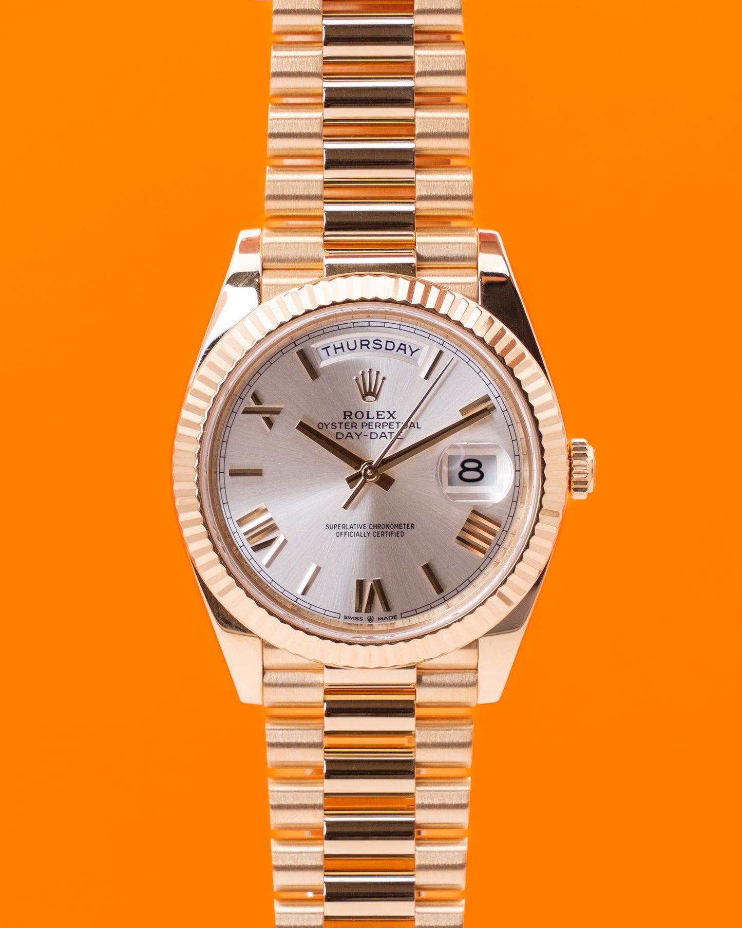 Rolex DayDate 40mm 228238 Yellow Gold Silver Roman Numeral Dial 2022