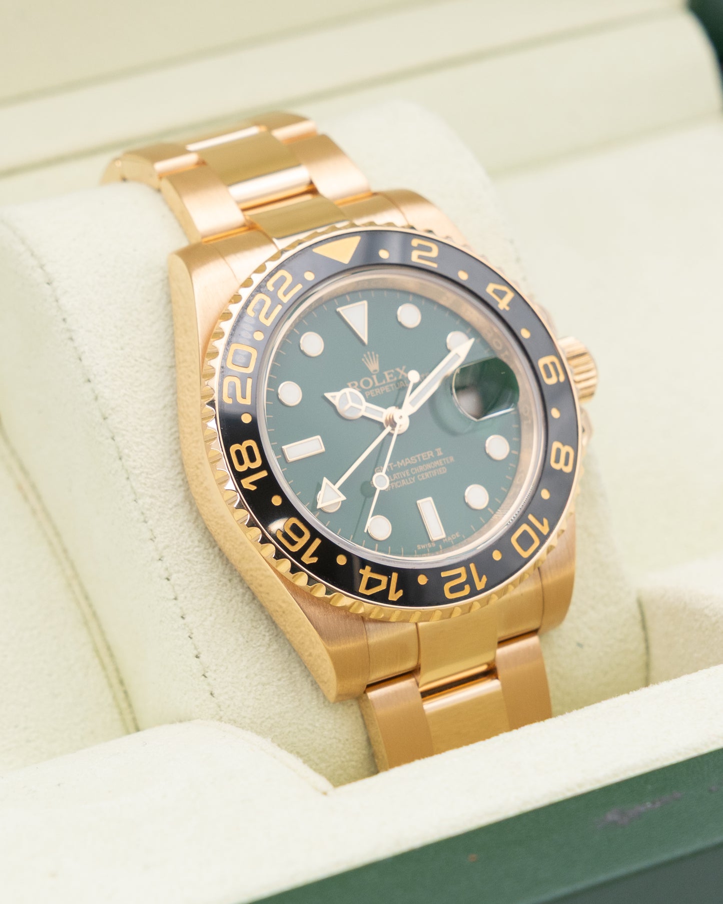 Rolex GMT Master II 40mm 116718LN Green Dial Yellow Gold