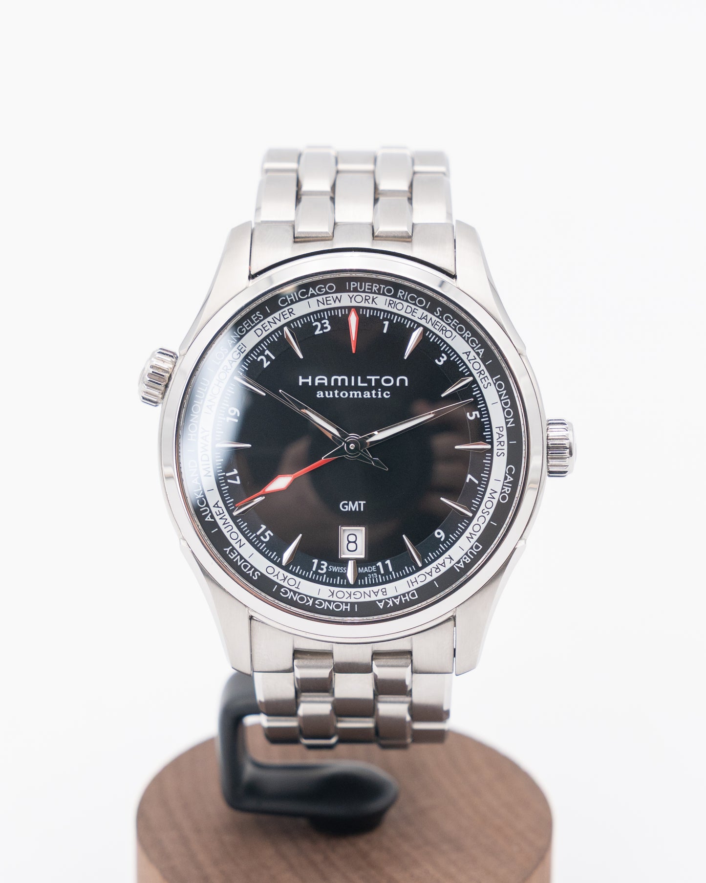 Hamilton Jazzmaster GMT AUto 42mm WorldTime Black Dial Open Caseback