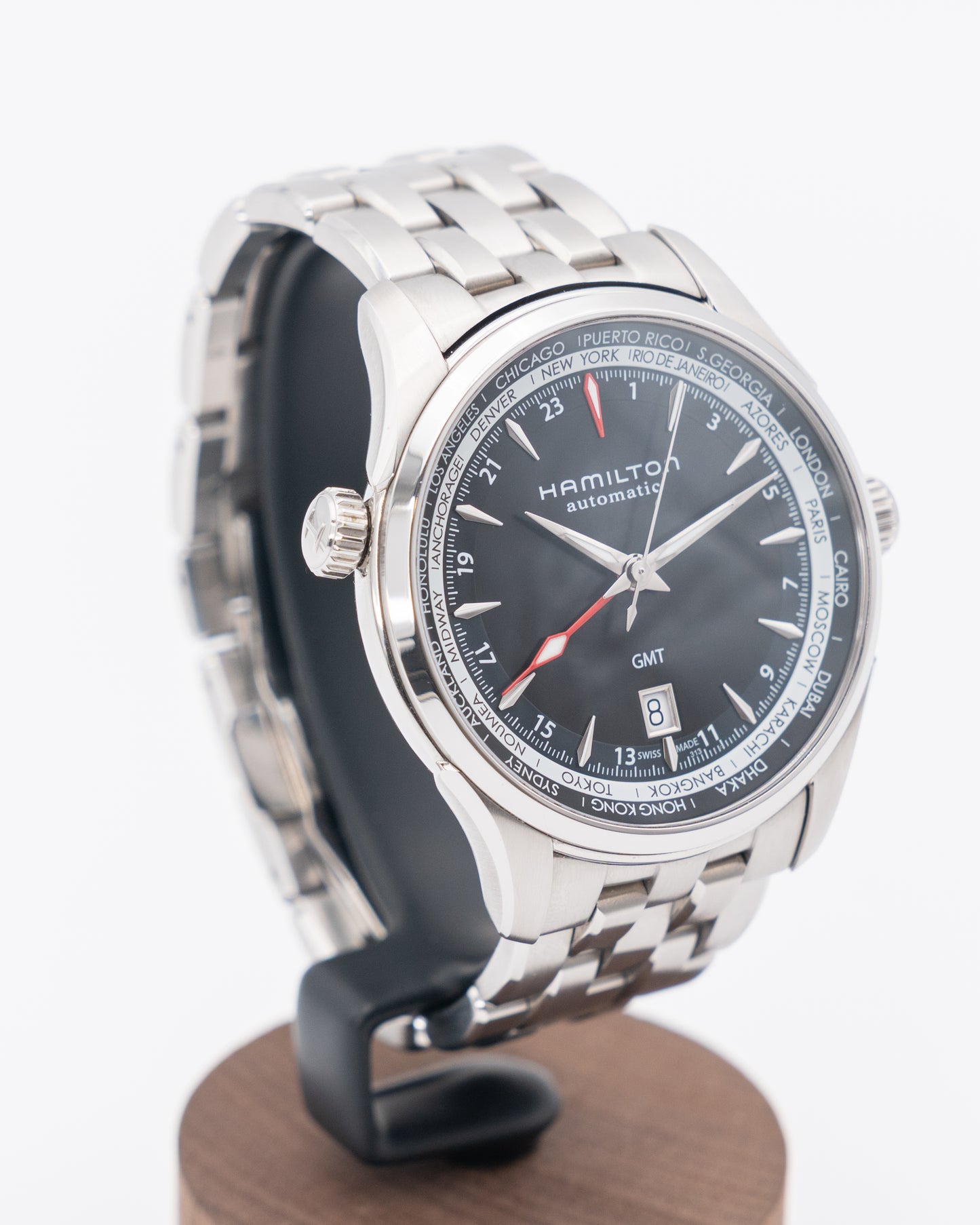 Hamilton Jazzmaster GMT AUto 42mm WorldTime Black Dial Open Caseback