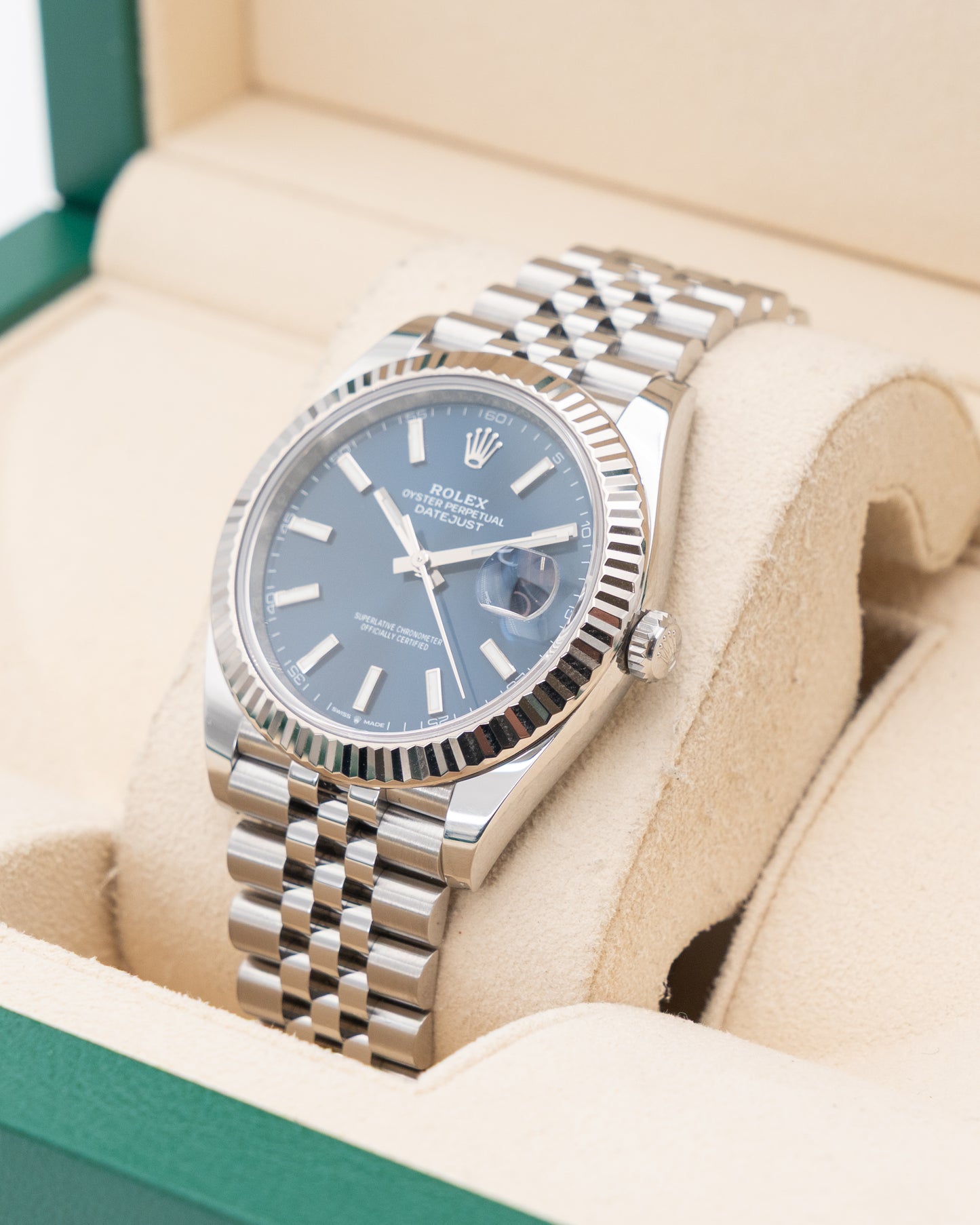Rolex Datejust 41mm 126334 Blue Index Dial Fluted Jubilee 2021