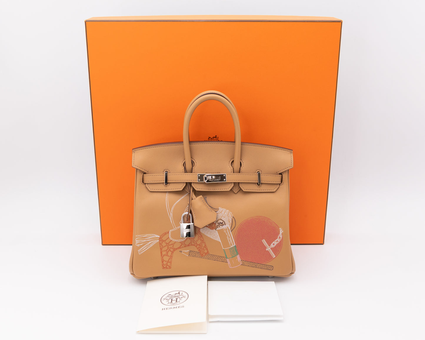 Hermes Birkin 25 Limited Edition Biscuit Printed Swift In & Out