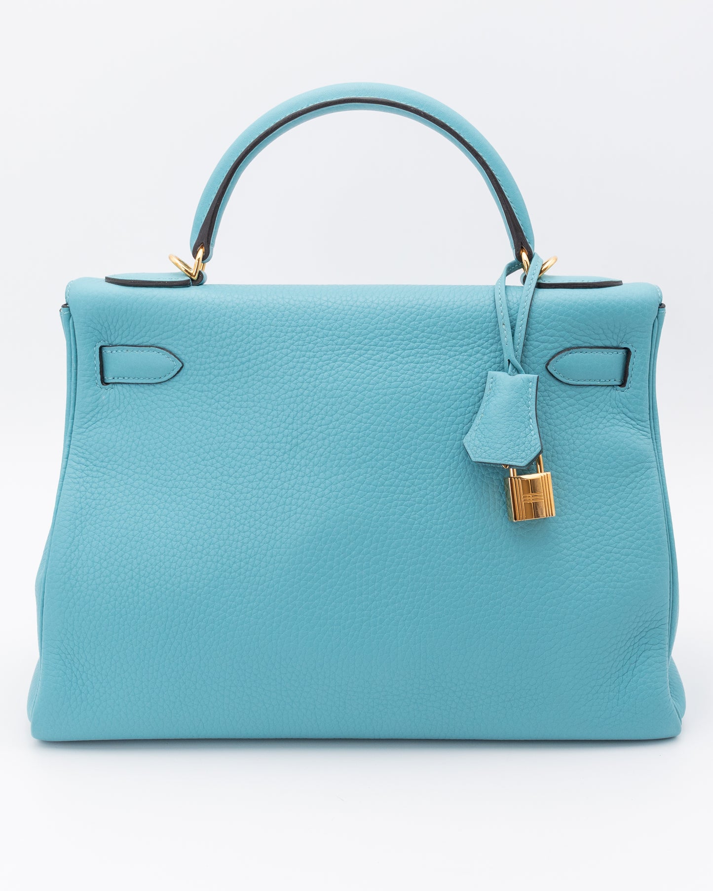 Hermes Kelly 32 A Bleu ST CYR TOGO Leather Retourne WIth Gold Hardware