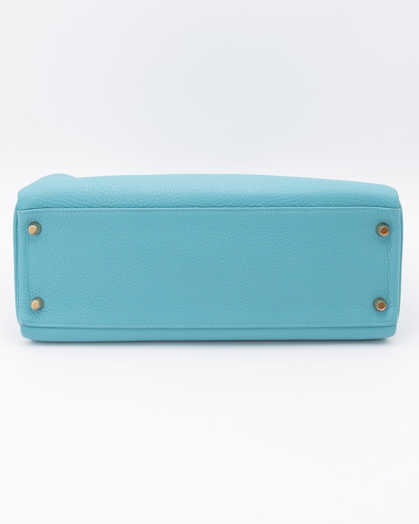 Hermes Kelly 32 A Bleu ST CYR TOGO Leather Retourne WIth Gold Hardware