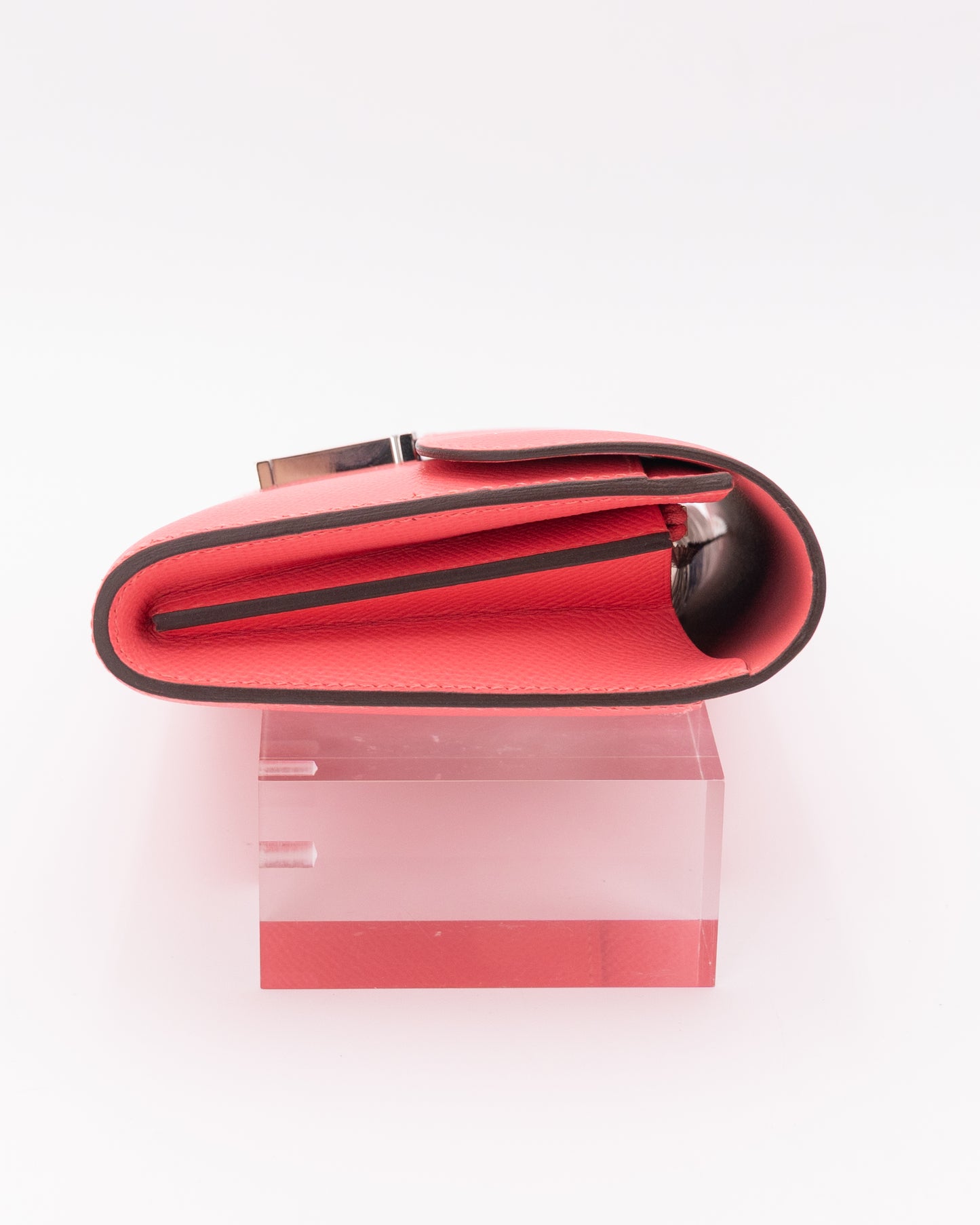 Hermes Rose Azalee Epsom Leather Constance Long Wallet With Palladium Hardware