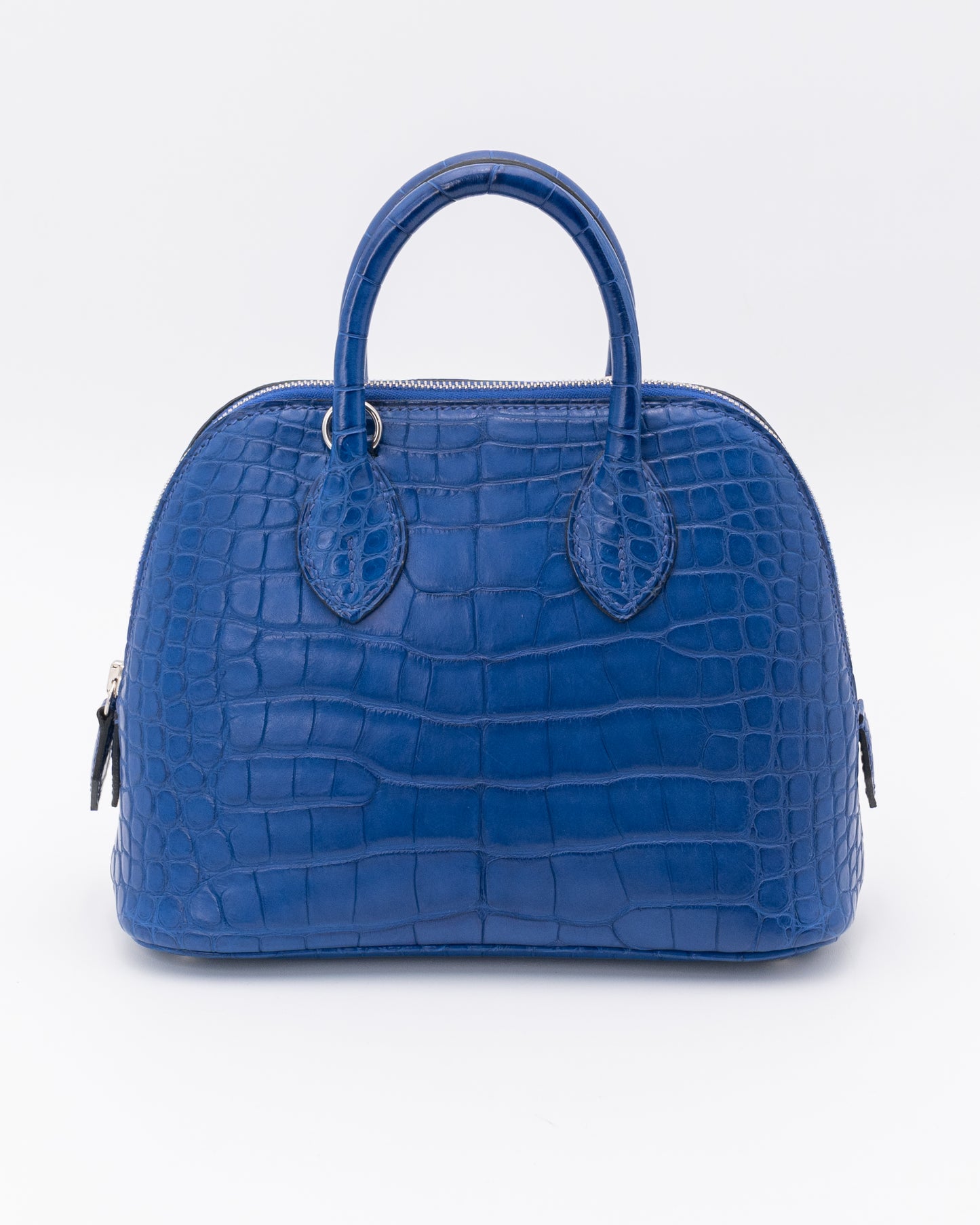 Hermes Matte Bleu Saphir Alligator Mini Bolide With White Gold Hardware